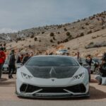 Luxury Cars - Front view of a Lamborghini Huracan with spectat #16124330
