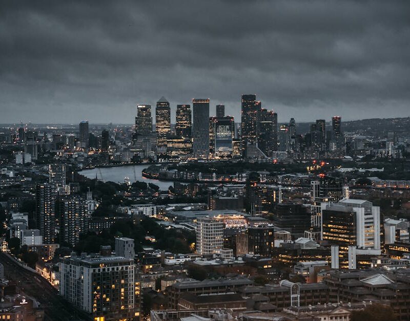 City Architecture - Stunning aerial view of a city's illuminated sky #17938491