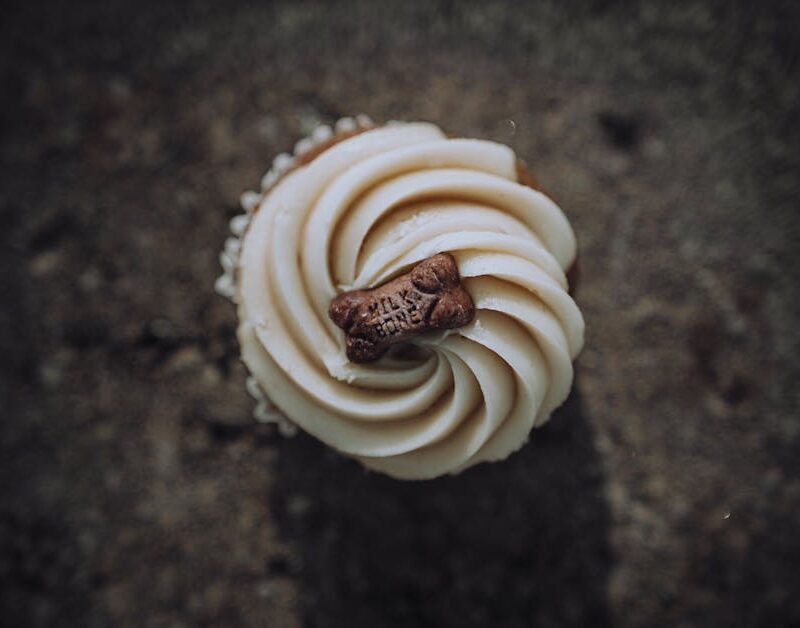 Food Aesthetics - Top view of a gourmet cupcake with cream frostin #34746654