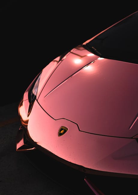 Luxury Cars - Close-up of a luxurious pink Lamborghini superca #6891813